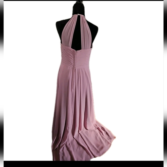 Azazie Womens Vintage Mauve Ginger Halter Pleated Formal Bridesmaid Prom Dress10 - Picture 8 of 15